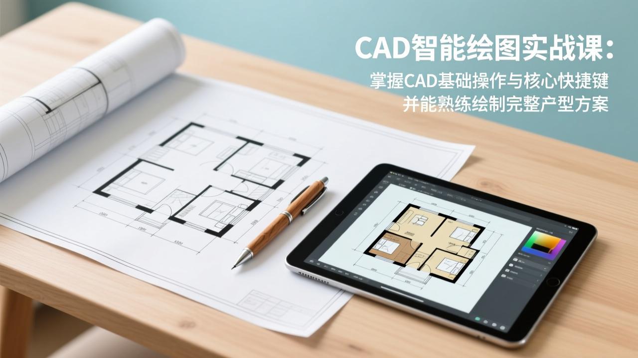CAD智能绘图实战课：掌握CAD基础操作与核心快捷键，并能熟练绘制完整户型方案-niguangts