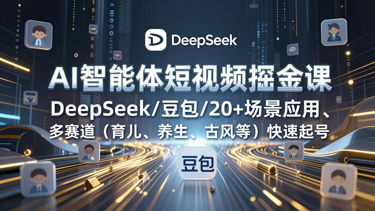 AI智能体短视频掘金课，DeepSeek/豆包/20+场景应用、多赛道(育儿、养生、古风等-niguangts