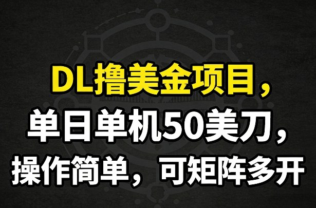 DL撸美金项目，单日单机50美刀，操作简单，可矩阵多开-niguangts