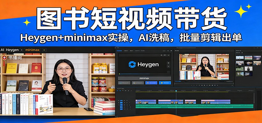 图书短视频带货：Heygen+minimax实操，AI洗稿 ，批量剪辑出单-niguangts