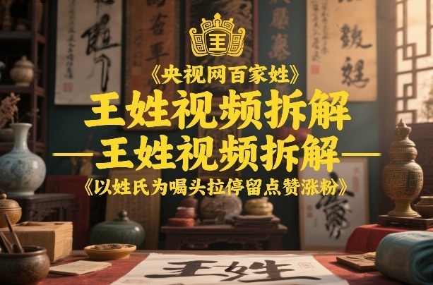 央视网百家姓–王姓视频拆解，以姓氏为噱头拉停留点赞涨粉-niguangts