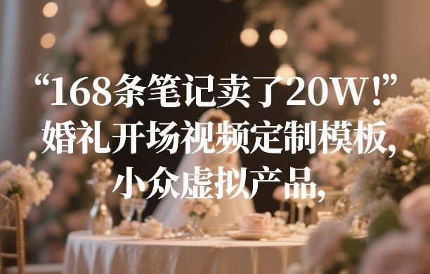 168条笔记卖了20W！婚礼开场视频定制模板，小众虚拟产品-niguangts