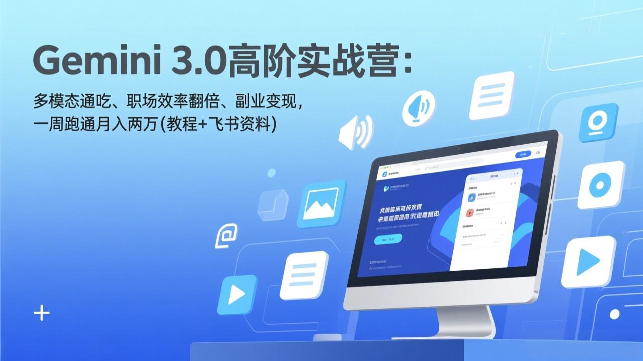 Gemini 3.0高阶实战营：多模态通吃、职场效率翻倍、副业变现，一周跑通月入两万(教程+飞书资料-niguangts