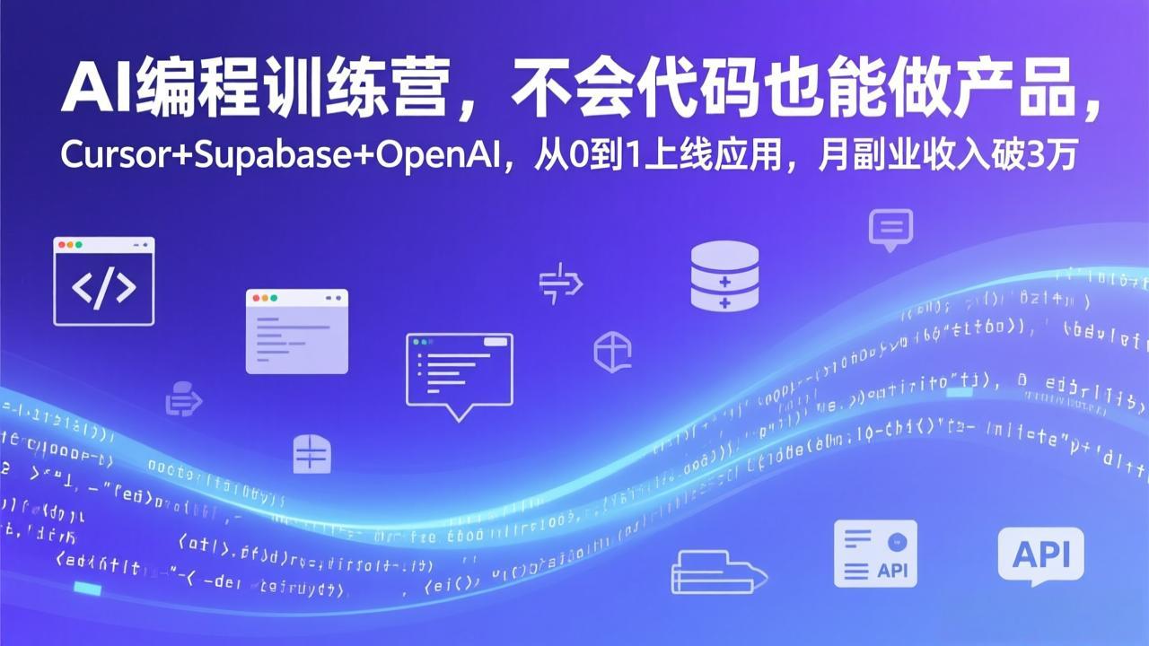 AI编程训练营，不会代码也能做产品，Cursor+Supabase+OpenAI，从0到1上线应用，月副业收入破3万-niguangts
