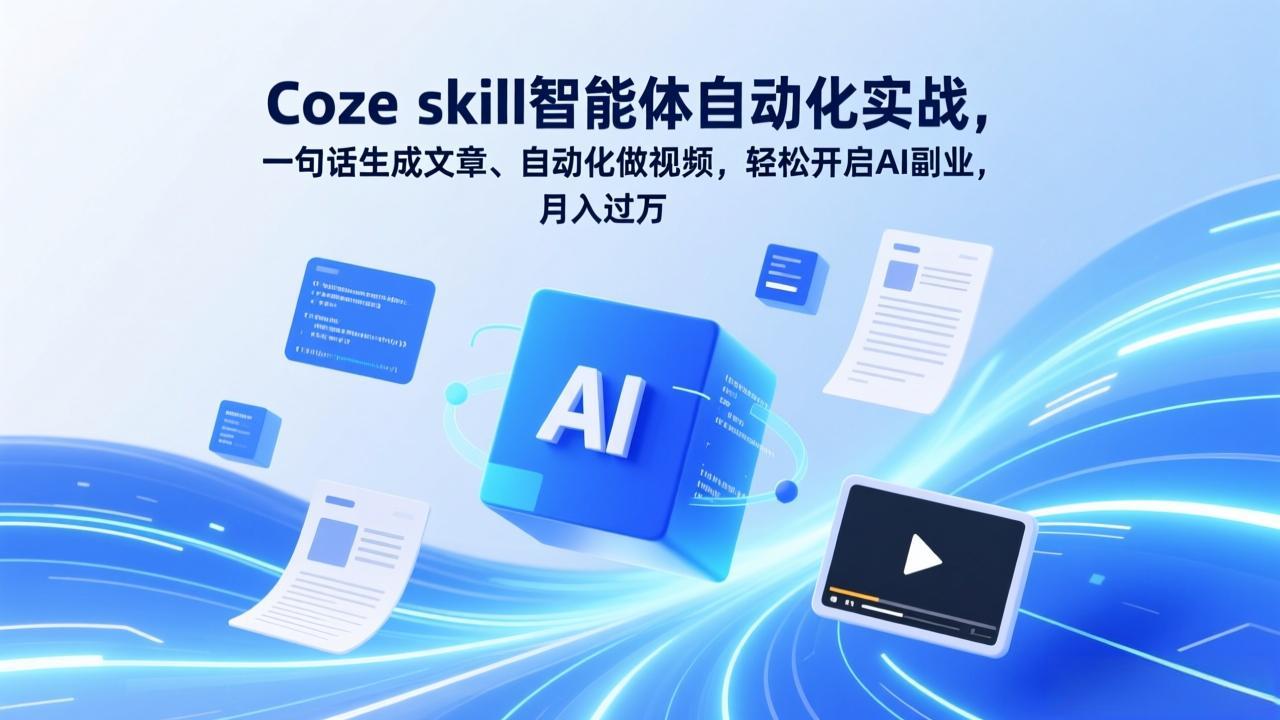 Coze skill智能体自动化实战，一句话生成文章、自动化做视频，轻松开启AI副业，月入过万-niguangts