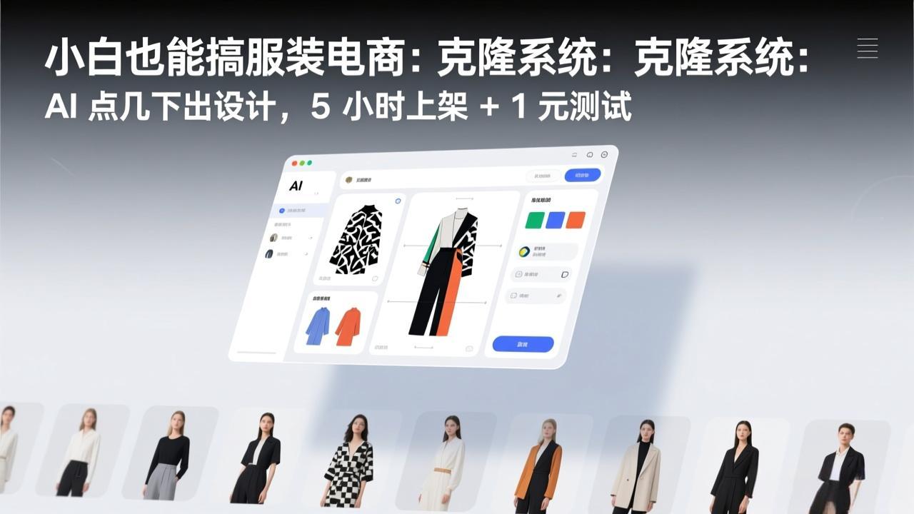 小白也能搞服装电商：克隆系统：AI 点几下出设计，5 小时上架 + 1 元测试-niguangts