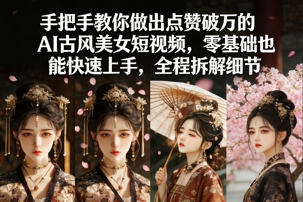 手把手教你做出点赞破万的AI古风美女短视频，零基础也能快速上手，全程拆解细节-niguangts