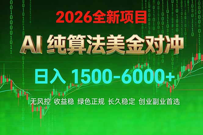 2026 全新美金对冲项目，不套平台赠金，不封号，纯算法对冲，日入 1500-6000+-niguangts