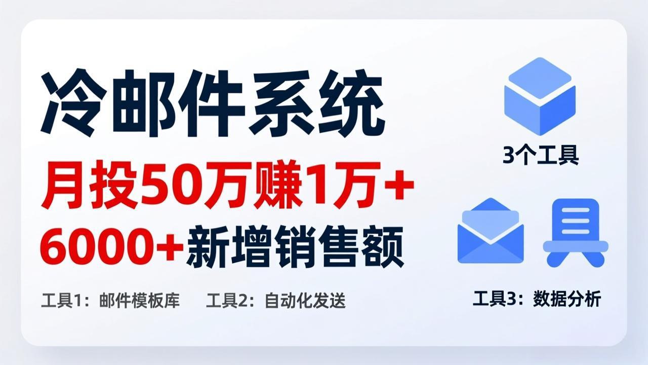 月投 50 刀赚 1 万 +！冷邮件系统：6000 + 新增销售额，靠 3 个工具轻松搞-niguangts