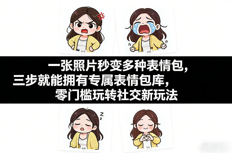 一张照片秒变多种表情包，三步就能拥有专属表情包库，零门槛玩转社交新玩法【文档】-niguangts