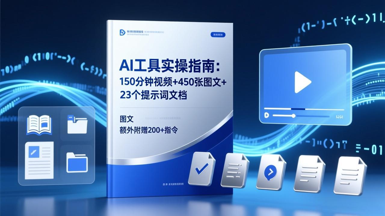 AI工具实操指南：150分钟视频+450张图文+23个提示词文档，额外附赠200+指令-niguangts