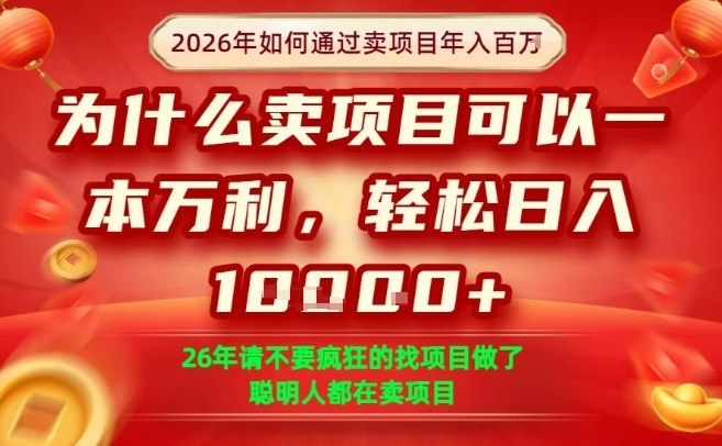 一单净利润1K+，26年想年入100个W，死磕卖项目就够了【揭秘】-niguangts