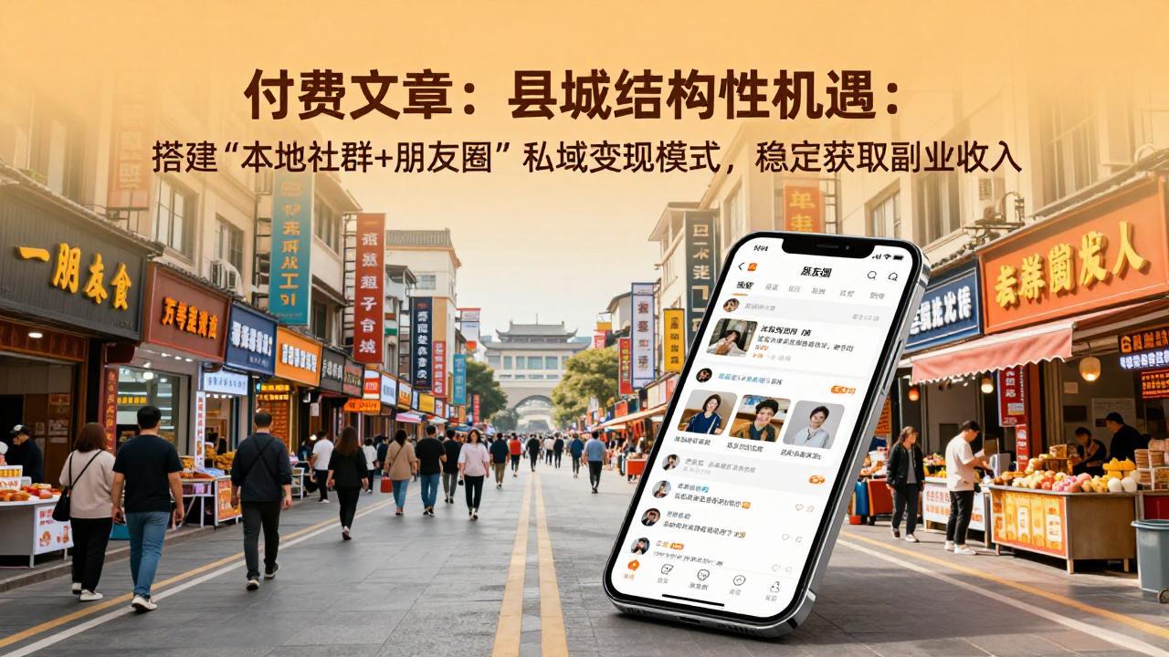 付费文章：县城结构性机遇：搭建“本地社群+朋友圈”私域变现模式，稳定获取副业收入-niguangts