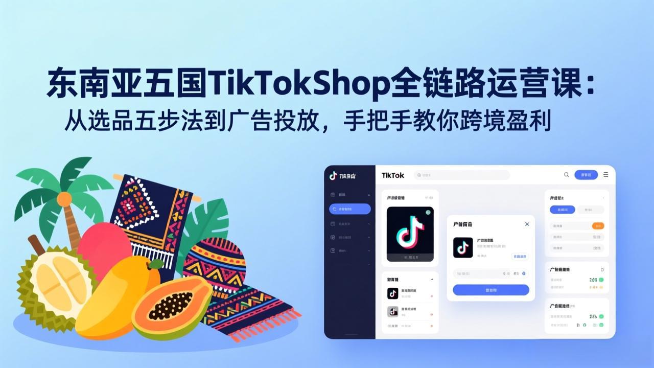 东南亚五国TikTok Shop全链路运营课：从选品五步法到广告投放，手把手教你跨境盈利-niguangts