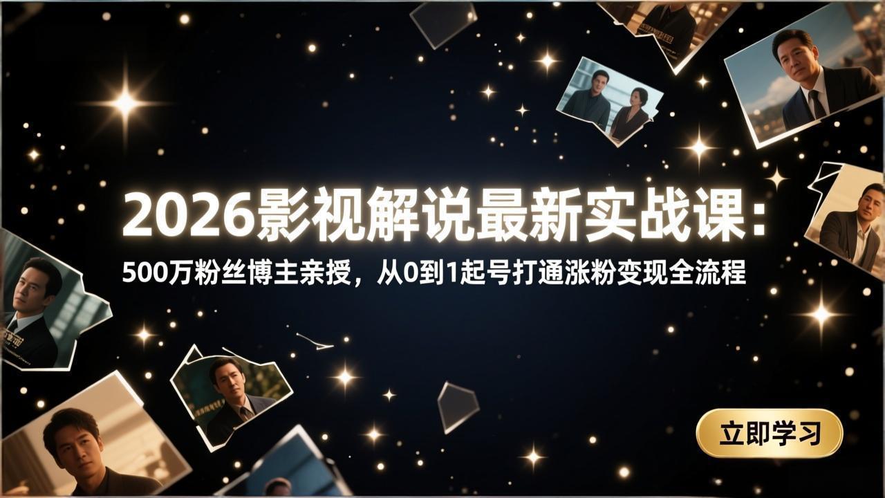 2026影视解说最新实战课：500万粉丝博主亲授，从0到1起号打通涨粉变现全流程-niguangts