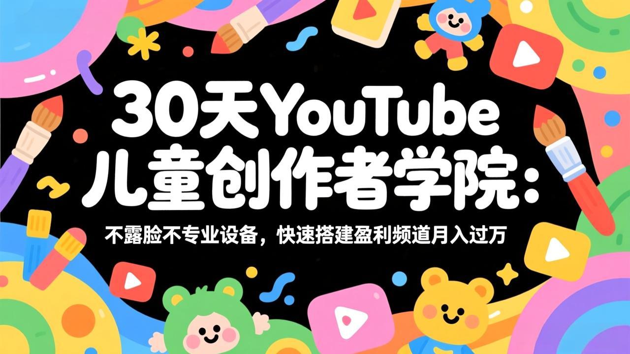 30天YouTube儿童创作者学院：不露脸不专业设备，快速搭建盈利频道月入过万-niguangts