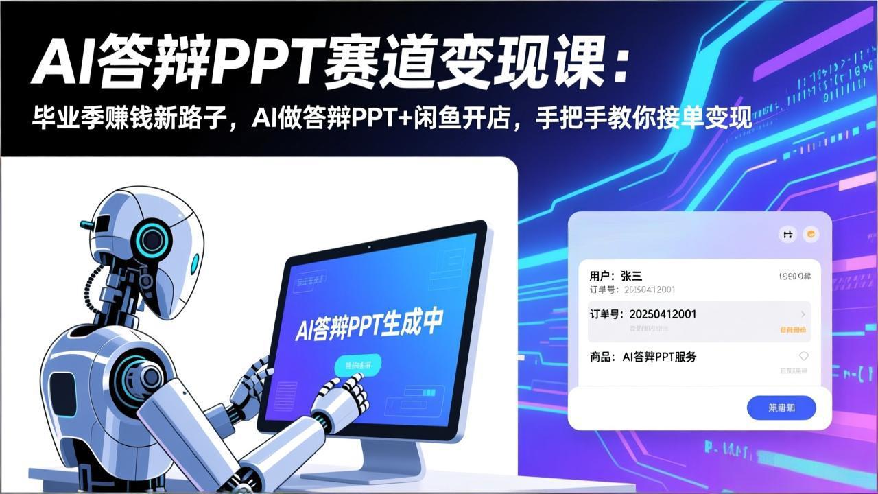 AI答辩PPT赛道变现课：毕业季赚钱新路子，AI做答辩PPT+闲鱼开店，手把手教你接单变现-niguangts