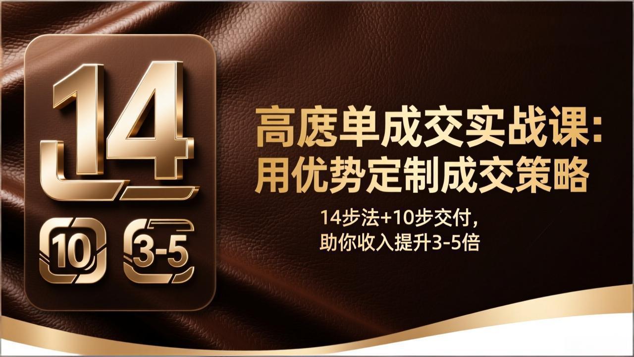 高客单成交实战课：用优势定制成交策略，14步法+10步交付，助你收入提升3-5倍-niguangts