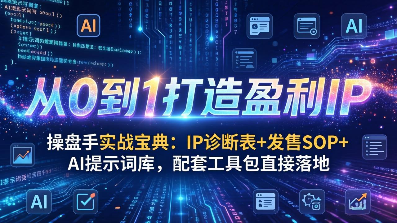 操盘手实战宝典：IP诊断表+发售SOP+AI提示词库，配套工具包直接落地，从0到1打造盈利IP-niguangts