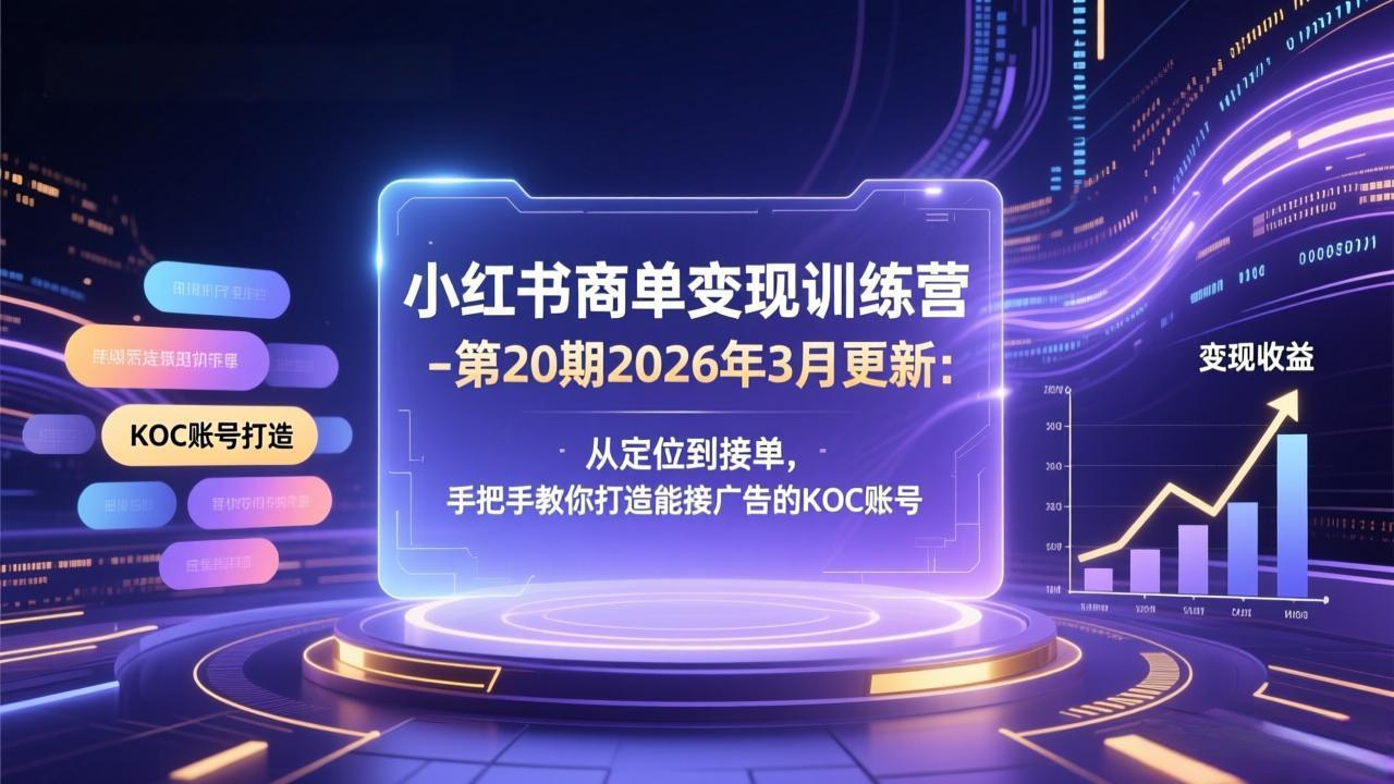 小红书商单变现训练营-第20期26年3月更新：从定位到接单，手把手教你打造能接广告的KOC账号-niguangts
