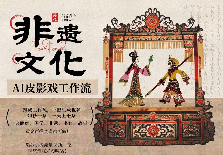AI一键生成民俗文化非遗皮影戏视频，一刀不剪无需剪辑，30S一条，一天上百条，流量财富嘎嘎猛-niguangts