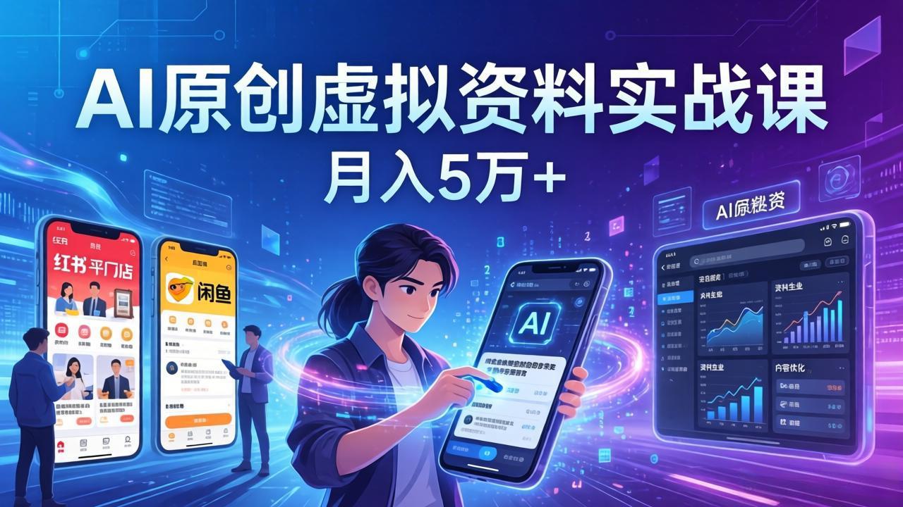 AI原创虚拟资料实战课：2026新机会，小红书闲鱼开店，普通人用AI轻松变现，月入5万+-niguangts