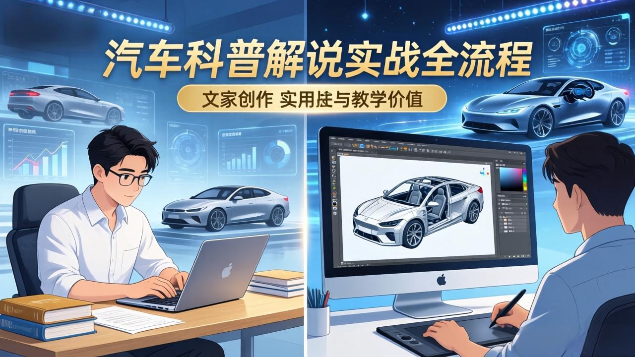 抖音汽车科普解说实战：文案+动画+画面处理+去水印全流程，打造专业汽车科普视频-niguangts