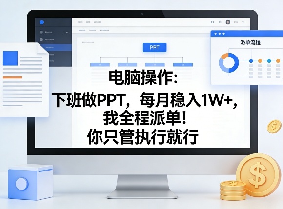电脑操作：下班做PPT，每月稳入1W+，我全程派单！你只管执行就行【揭秘】-niguangts