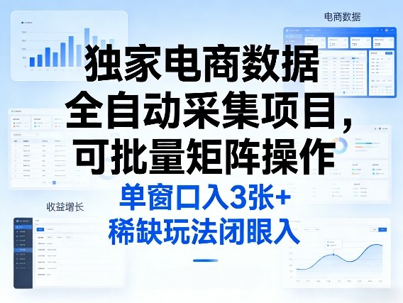 独家电商数据全自动采集项目，可批量矩阵操作，单窗口日入3张+，稀缺玩法闭眼入【揭秘】-niguangts