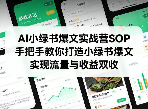 AI小绿书爆文实战营SOP，手把手教你打造小绿书爆文，实现流量与收益双收-niguangts