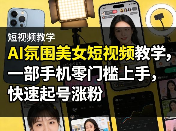 AI氛围美女短视频教学，一部手机零门槛上手，快速起号涨粉-niguangts