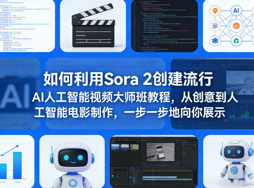 如何利用Sora 2创建流行AI人工智能视频大师班教程，从创意到人工智能电影制作，一步一步地向你展示-niguangts