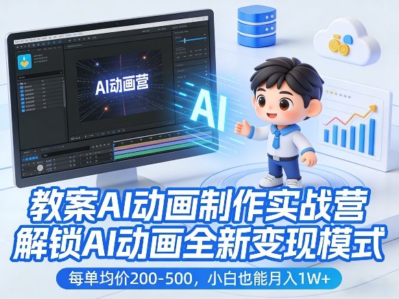 教案AI动画制作实战营，解锁AI动画全新变现模式，每单均价200-500，小白也能月入1W+-niguangts