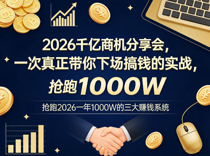 2026千亿商机分享会，一次真正带你下场搞钱的实战，抢跑2026一年1000W的三大賺钱系统-niguangts