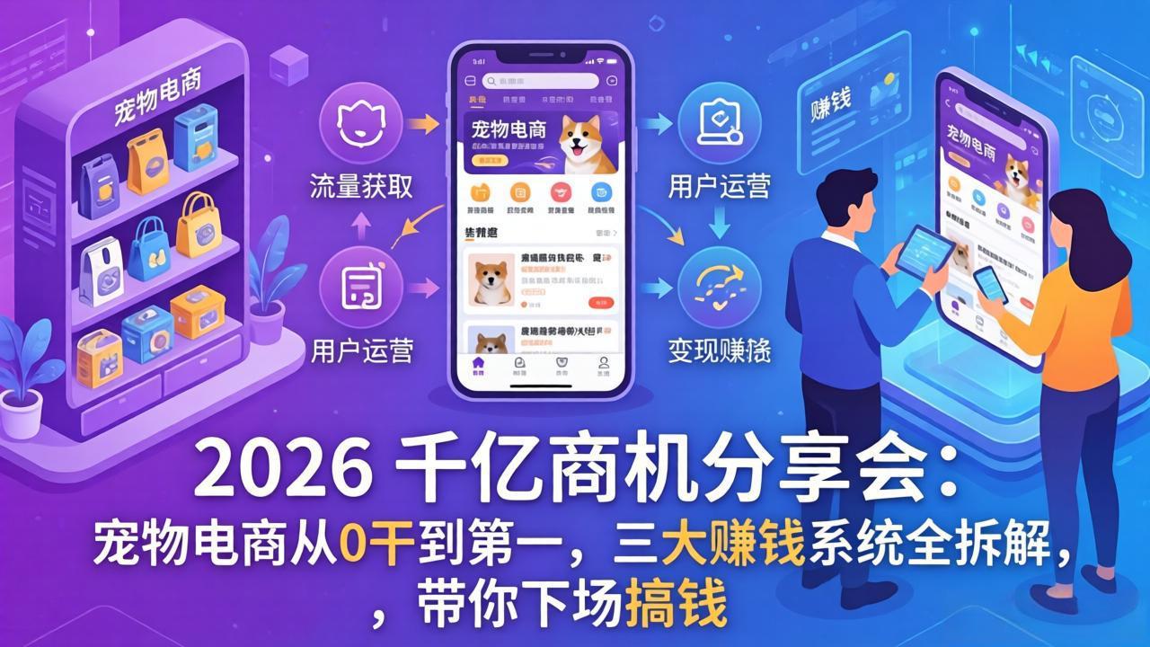 2026 千亿商机分享会：宠物电商从0干到第一，三大赚钱系统全拆解，带你下场搞钱-niguangts