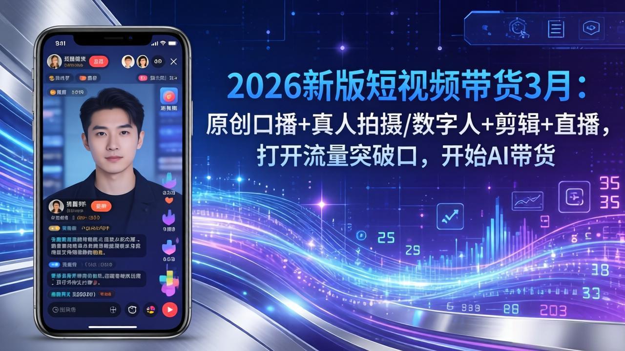 2026新版短视频带货3月：原创口播+真人拍摄/数字人+剪辑+直播，打开流量突破口，开始AI带货-niguangts