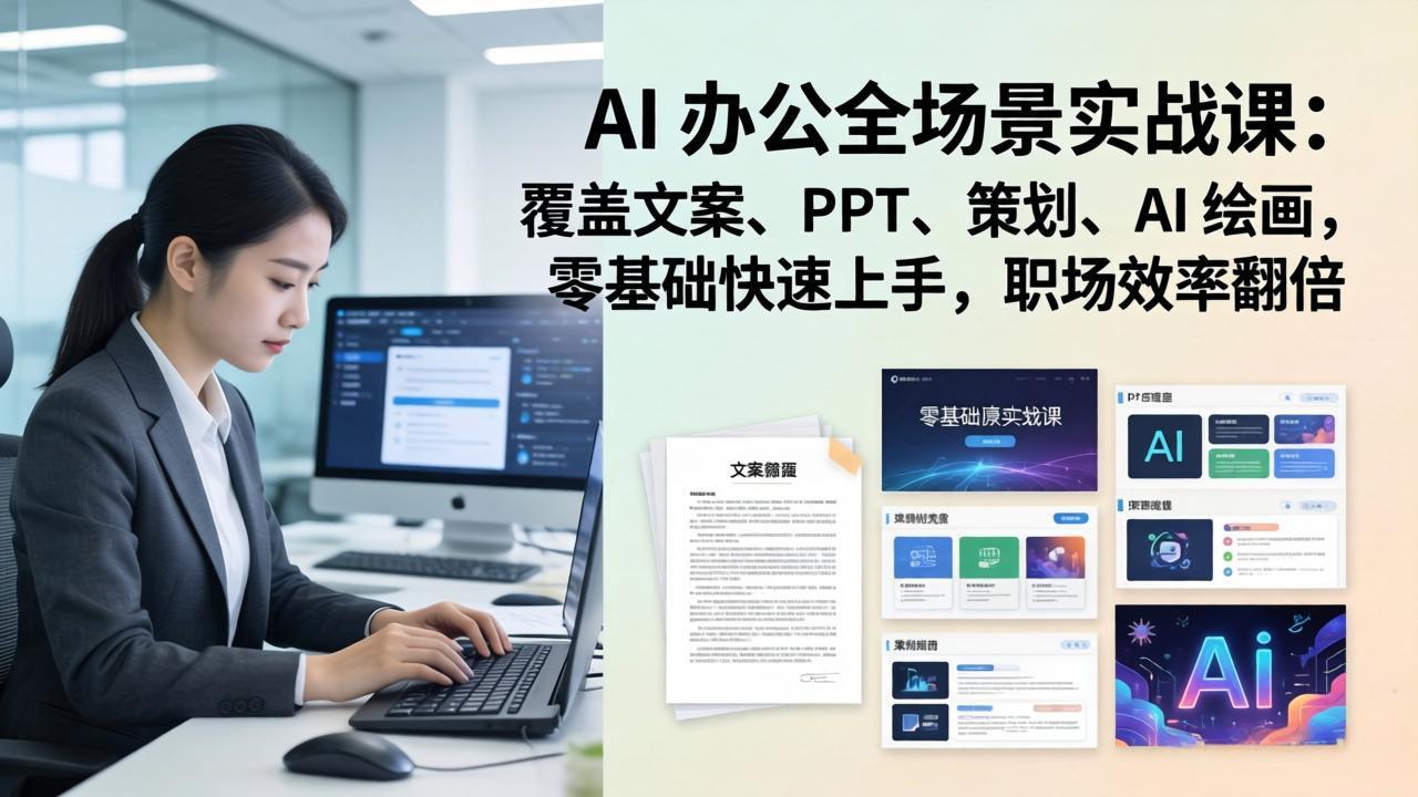 AI 办公全场景实战课：覆盖文案、PPT、策划、AI 绘画，零基础快速上手，职场效率翻倍-niguangts