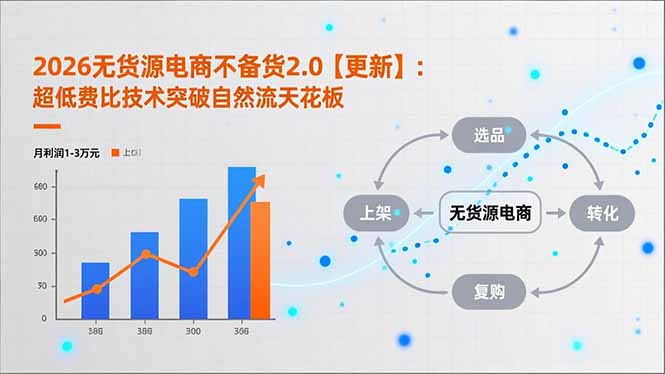 2026无货源电商不备货2.0【更新-3月】：超低费比技术突破自然流天花板，单店月利润1-3万元-niguangts