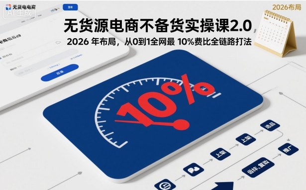 无货源电商不备货实操课2.0，2026年布局，从0到1全网最低10%费比全链路打法【更新26年3月】-niguangts