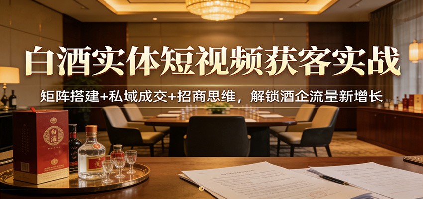 白酒实体短视频获客实战：矩阵搭建+私域成交+招商思维，解锁酒企流量新增长-niguangts