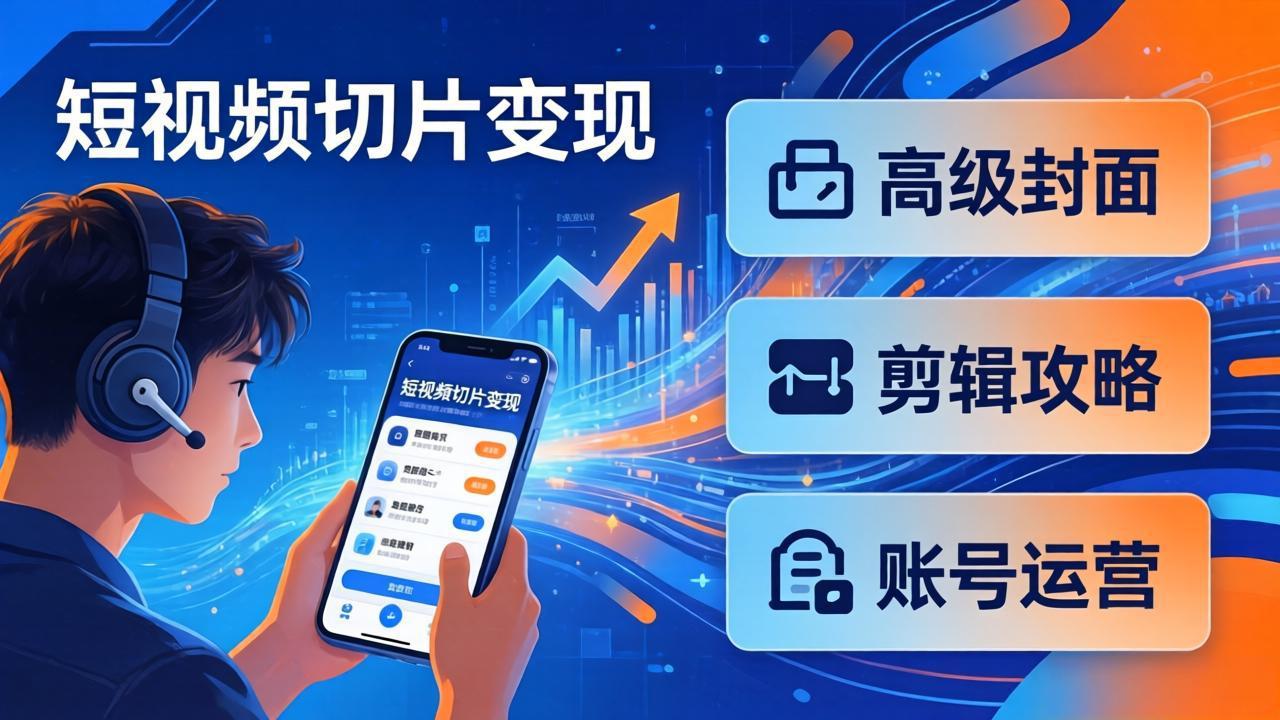 短视频切片变现速成班2.0：高级封面+剪辑攻略+账号运营，0基础小白快速入局副业-niguangts