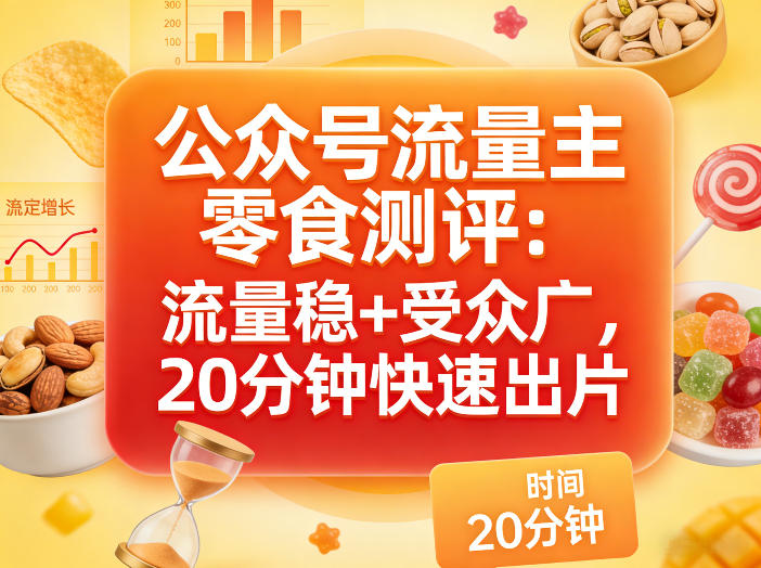 公众号流量主之零食测评赛道，流量稳+受众广，20分钟一条作品-niguangts