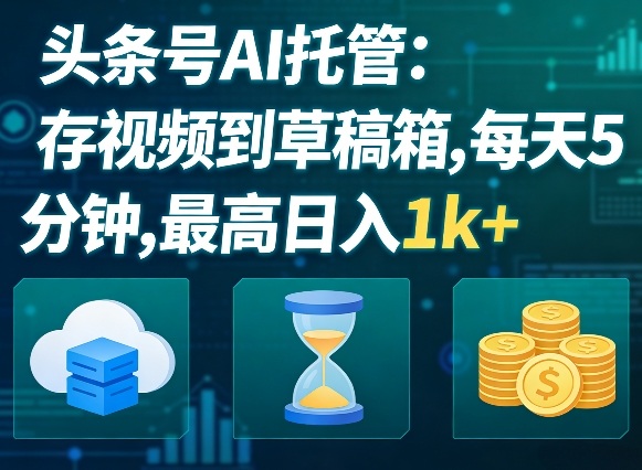 头条号AI托管，我存视频到你草稿箱，每天5分钟，最高日入1k+【揭秘】-niguangts