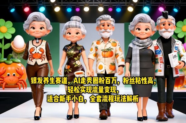 银发养生赛道，AI走秀圈粉百万，粉丝粘性高，轻松实现流量变现，适合新手小白，全套流程玩法解析-niguangts