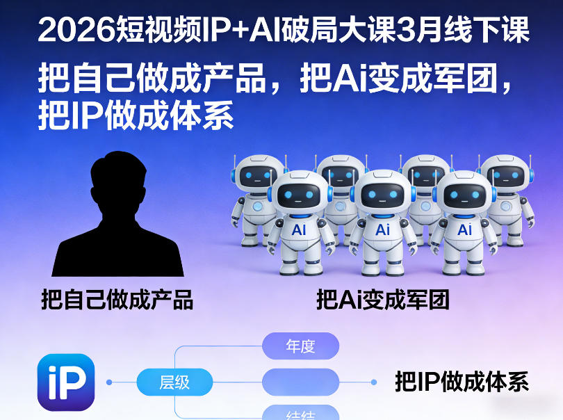 2026短视频IP+AI破局大课3月线下课，把自己做成产品，把Ai变成军团，把IP做成体系-niguangts