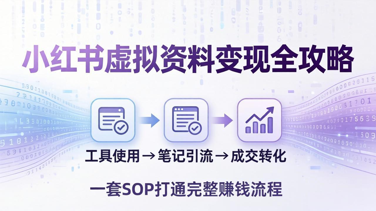 小红书虚拟资料变现全攻略：从工具使用到笔记引流成交，一套 SOP 打通完整赚钱流程-niguangts