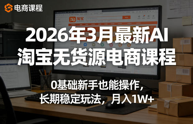 2026年3月最新AI淘宝无货源电商课程，0基础新手也能操作，长期稳定玩法，月入1W+-niguangts