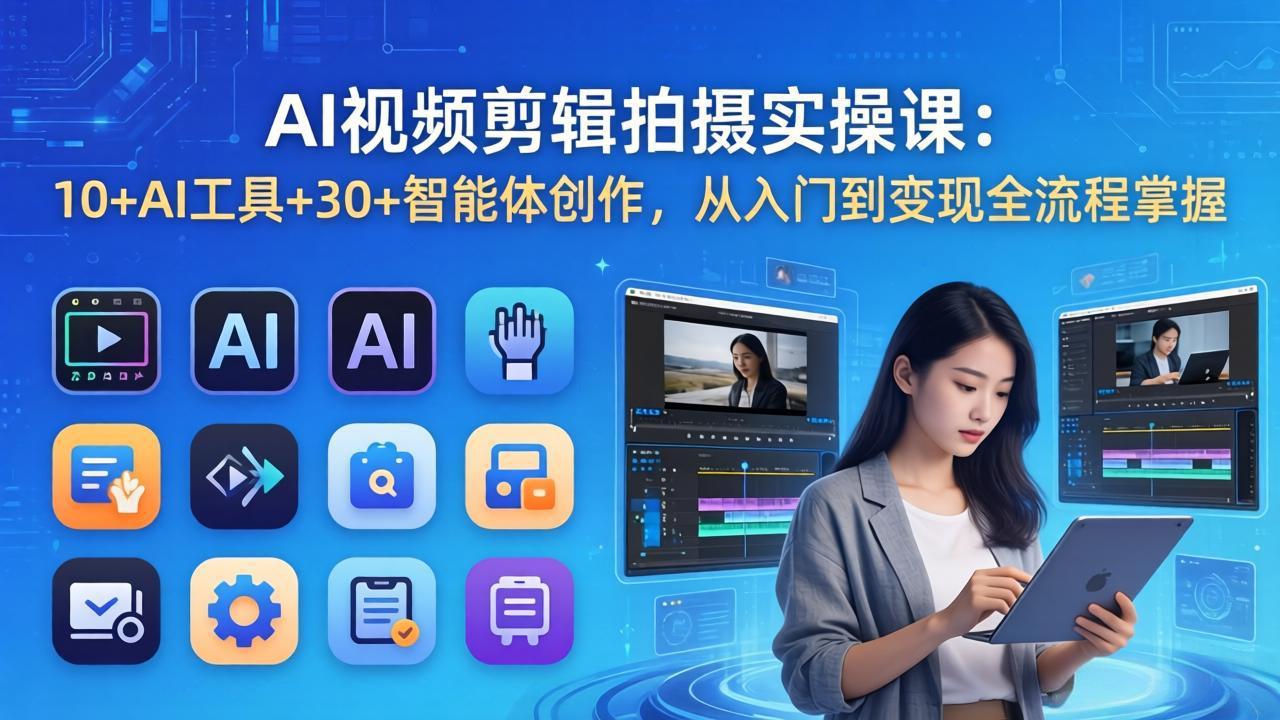 AI 视频剪辑拍摄实操课：10+AI工具+30+智能体创作，从入门到变现全流程掌握-niguangts