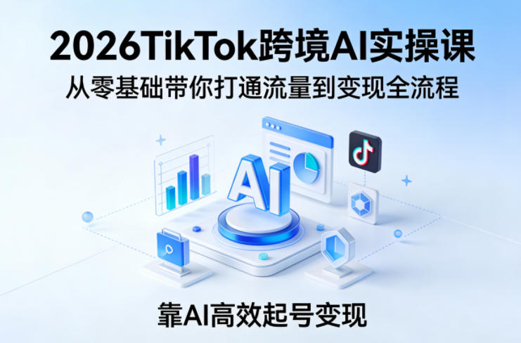 2026TikTok跨境AI实操课，从零基础带你打通流量到变现全流程，靠AI高效起号变现-niguangts