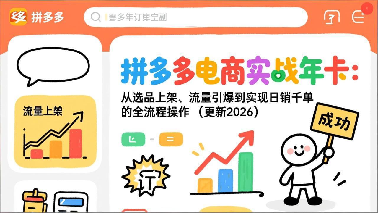 拼多多电商实战年卡：从选品上架、流量引爆到实现日销千单的全流程操作(更新2026年3月-niguangts